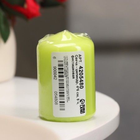 Candle - cylinder, 4 × 6 cm, 9 hours, pistachio-3
