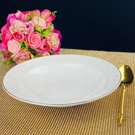 A set of deep plates Lenardi "White Rose", porcelain, d = 23 cm, 6 pcs