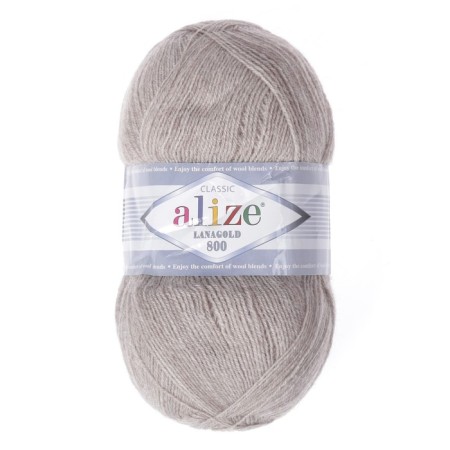 Yarn "Lanagold 800" 49% wool, 51% acrylic 730m/100g (207 beige Melange)-1