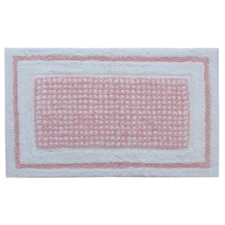 Arya Home Kent bathroom mat, size 60x100 cm, pink color, white