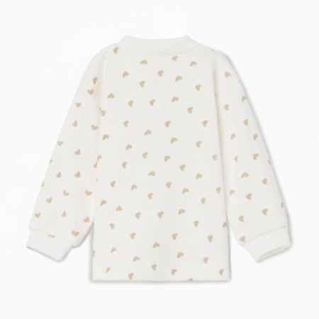 Children's blouse with long sleeve, beige color/heart, height 62 cm-3