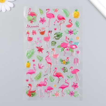 Plastic sticker volumetric "flamingo" 14.5x26 cm
