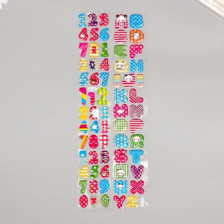 Stick plastic volumetric "Funny numbers/letters" with gold stroke mix 33.5x6 cm