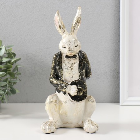 Polystone souvenir "White hare in a tuxedo with a cylinder" 11x11x24 cm