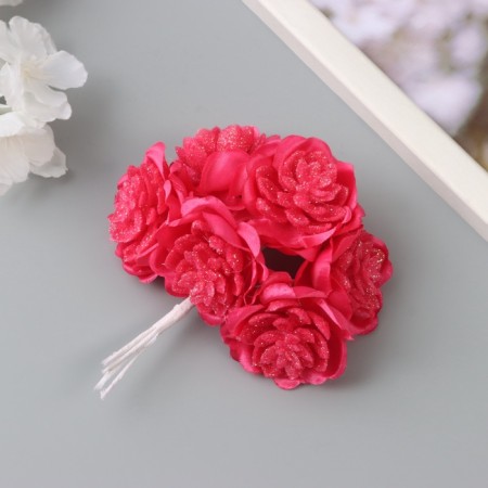 Decor for creativity "Camellia" raspberry (1 set = 1 bouquet) in the bouquet 6 pcs 4x11 cm-1