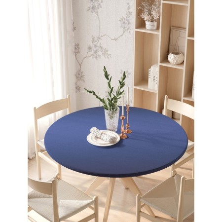 The tablecloth “Blue transfusion”, round, oxford, elastic band, size 140x140 cm, diameter 105-120 cm-2