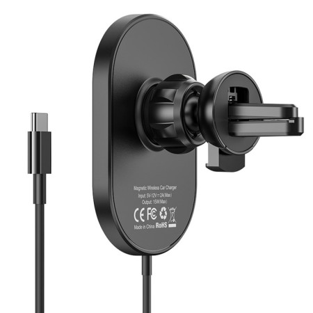 Holder for a smartphone in the Hoco CA90 Auto, with wireless charging, support for Magsafe, 15 watts-4