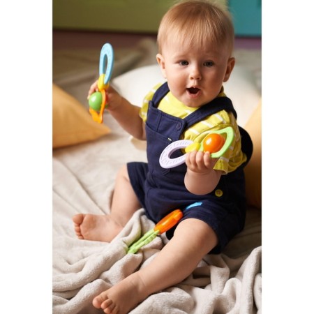 A rattle - a “planet” teether, an elastic pen, types and color mix-16
