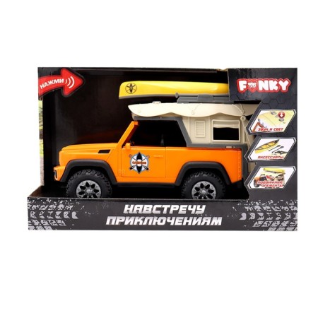 Funky Toys machine “Towards adventures. Camping ", with light and sound, 22 cm, orange color-2