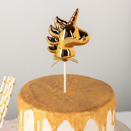 Topper for the Cake "Unicorn", 21 × 7 cm, gold color-2