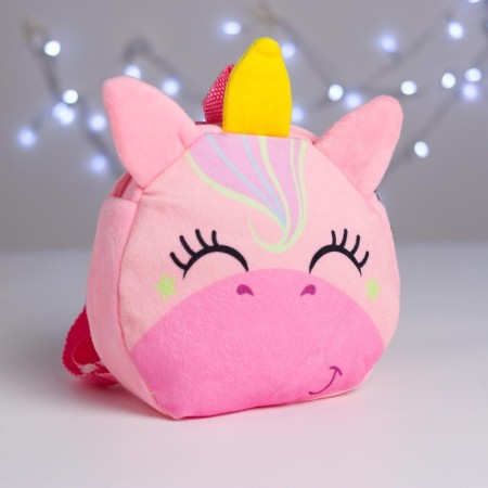 Baby plush backpack for the girl "Magic Unicorn", 18x18 cm-1