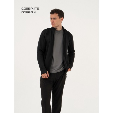 Long -line male Resport, on a zipper, p. 52, the color is black, basic, with a long sleeve-9