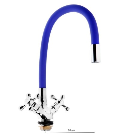 Kitchen mixer Zein Z2105, two -wound, silicone spout, blue/chrome-3