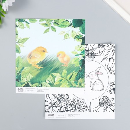 Scrapbooking paper bilateral "bunnies and chicken" density 180 g 15.5x17 cm-1