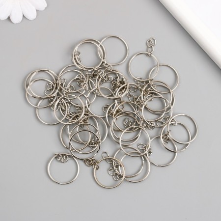 The base for the key fob Ring metal with a silver chain 2.5x2.5 cm set 40 pcs-2