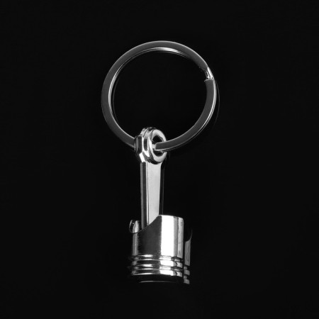 Cartage keychain, piston, metal, chrome-2