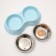 Metal dual bowl on a plastic base 2 x 160 ml, 25 x 14 x 5 cm, blue