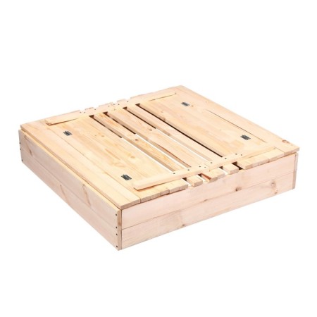 Sandbone is a nursery wooden, with a lid, 100 × 100 × 18 cm, without painting, benches (2 pcs.), Greengo-8