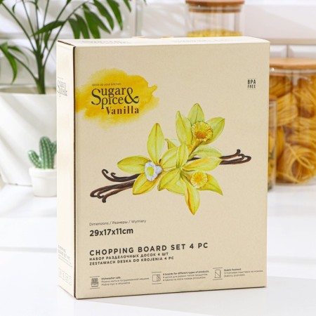 A set of cutting boards on a stand, 4 pcs, color mix-5