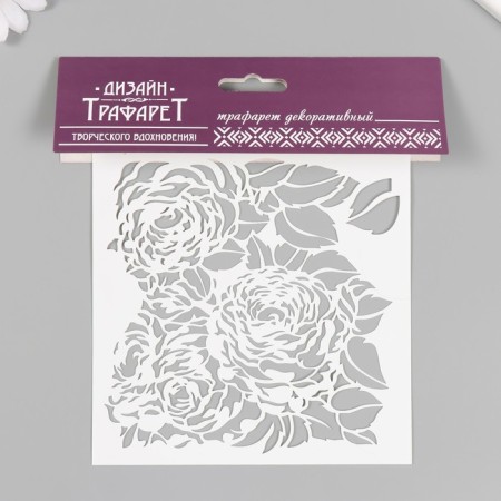 Plastic stencil "Flowers" 15x15 cm-2