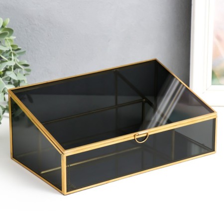 Casket Glass with a metal frame "darkened" gold 10x14.5x25 cm