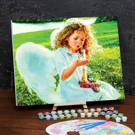 Picture on numbers on a canvas with a subframe "Angel", 40 x 50 cm-1