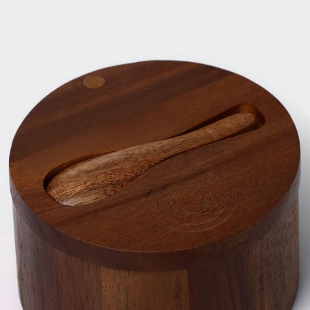 Bank for spices with a spoon, 10 × 6 cm, acacia-2