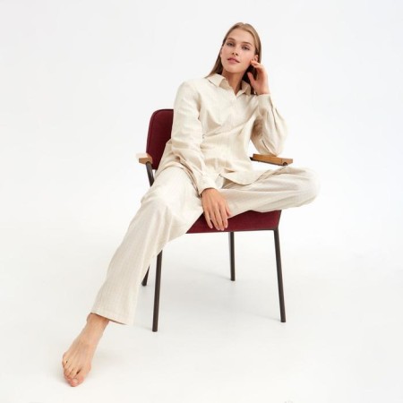 Women's shirt Minaku: Home Collection Beige color, pr 42-8