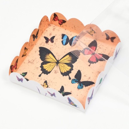 Box for cookies, "watercolor butterflies", 12 x 12 x 3 cm-2