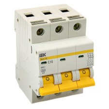 Circuit breaker automatic IEK, VA47-29, 3P, 10 A, 4.5 KA, characteristics C, MVA20-3-010-C 374253