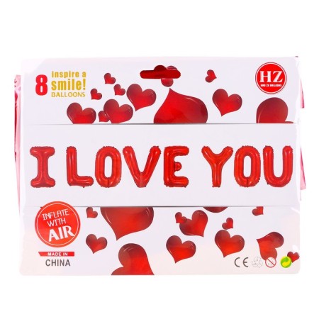 Foil ball 16 "I love you", capital letters, red color-2