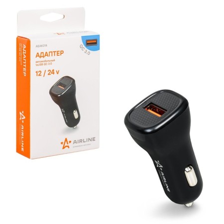 Airline Automobile Adapter, 1xUSB QC 3.0, 12/24V-1