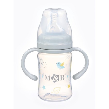 A bottle for feeding, a wide throat, with handles, 150 ml, color gray color-5