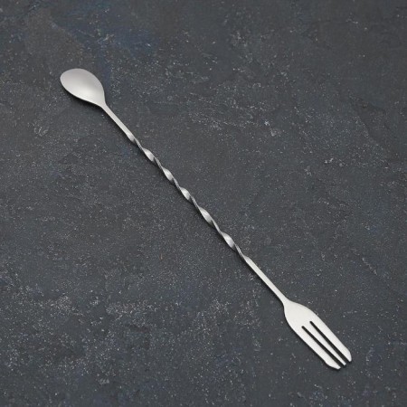 Spoon of barn stainless steel with a fork, length 32.5 cm, silver color-1