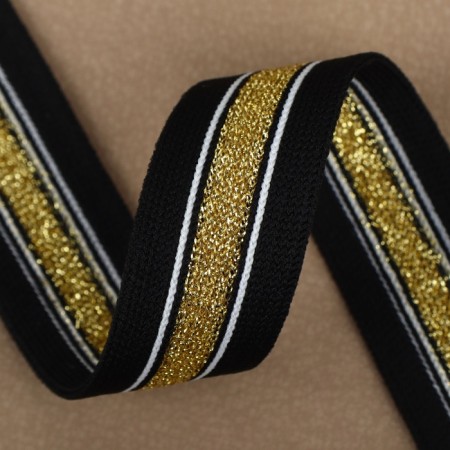 Braid knitted lamps 25 mm, 9.1 ± 0.5 m, black/gold color-1