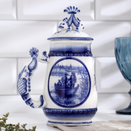 Beer mug "Genre. Hunting", Gzhel