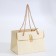 Packet for flowers, handle chain, "cream", with gold embossing, 15 x 10.5 x 10 cm