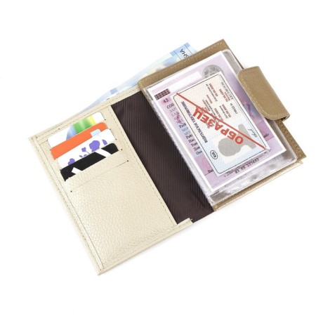 Cover for auto documents on the button, beige color-1