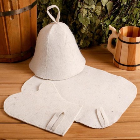Set for the bath "3 in 1" hat, rug, mitten