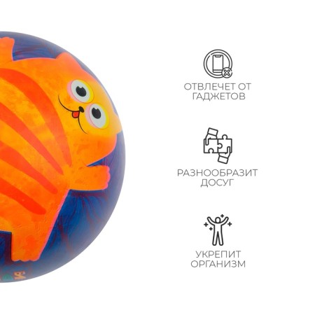 Children's ball zabiaka "cat", d = 22 cm, 60 g-2
