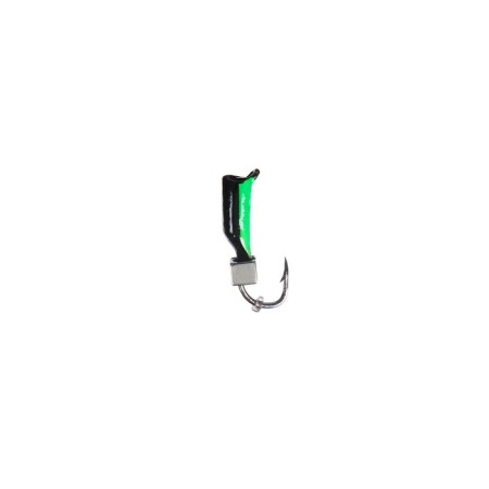 Mormyshka column black, green abdomen + cube silver, weight 0.5 g-1