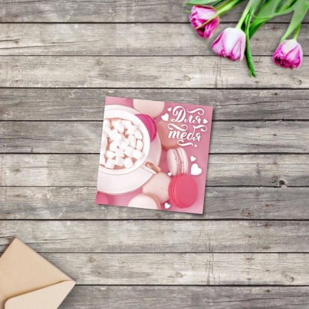 Mini -postcard "Congratulations", sweets, 7 x 7 cm-1