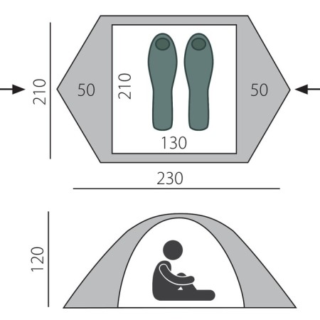 Tourist tent BTRACE MALM 2, two-layer, 2-seater, green color-1