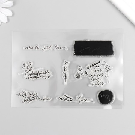 Stamp for creativity Silicon "Vygravye and Inscriptions" 16x11 cm