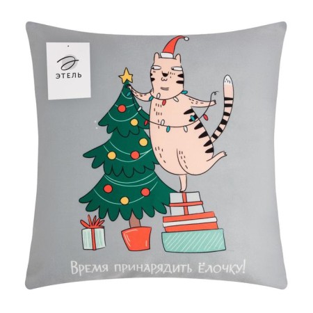 Czech on the pillow Ethel "Time to dress a Christmas tree!" 40x40 cm, velor, 100% p/e-4