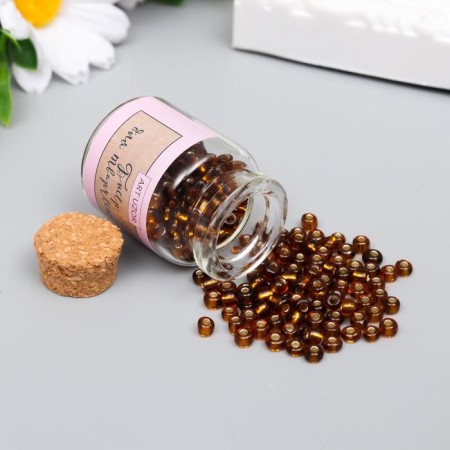 6/0 round beads in the bottle "Golden-brown" transparent-color 20 g-1