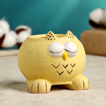 Pot "Girlfriend owl" yellow, 9.5x10x7cm-1
