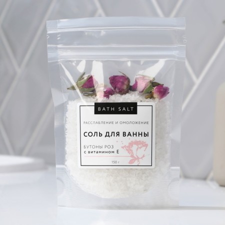 Bath salt with rose buds, relaxation and rejuvenation, 150 g, rose aroma, Beauty Fox
