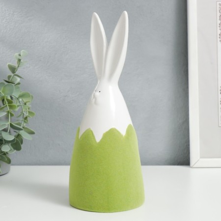 Souvenir Ceramics "Bunny in the shell" Green phlock 22.2x8.7x8.7 cm-3
