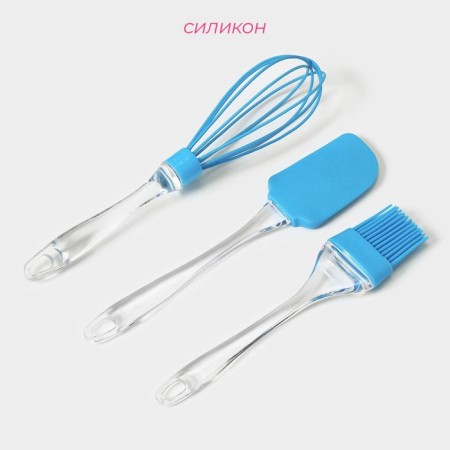 A set for baking the share “ice. Maxi ”, 3 objects: blade 24 cm, brush 22 cm, corolla 26 cm, blue color-1